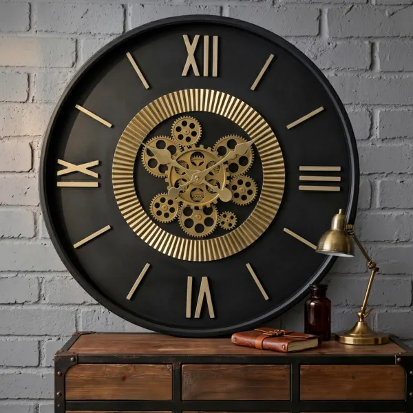 Reloj de pared redondo de metal (55 cm) Arezzo Negro