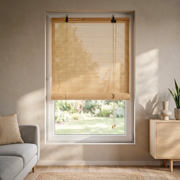Store enrouleur � lattes (90 x 180 cm) Bambou Beige
