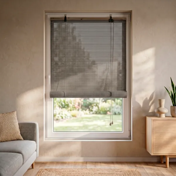 Bambusrollo (120 x H180 cm) Bambou Hellgrau/Dunkelgrau