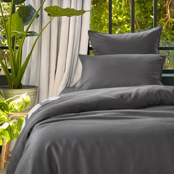 Bettbezug aus gewaschenem TENCEL� Lyocell (140 x 200 cm) Olivia Granitgrau 