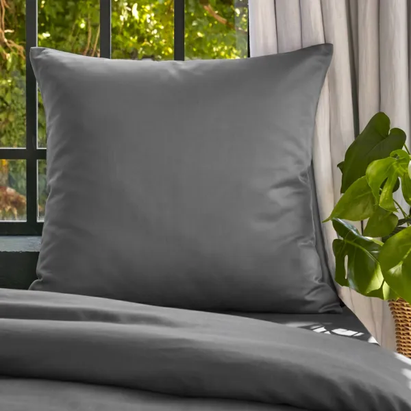 Quadratischer Kopfkissenbezug aus gewaschenem TENCEL™ Lyocell (80 x 80 cm) Olivia Granitgrau