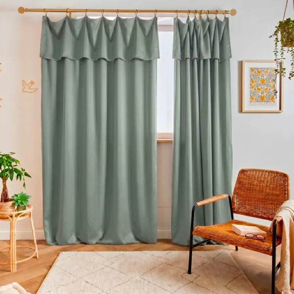 Rideau lyocell Tencel™ ajustable (140 x max 270 cm) Olivia Vert eucalyptus