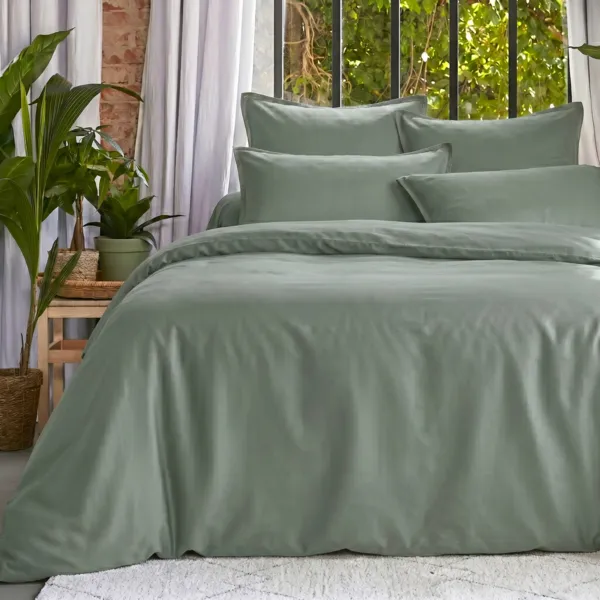 Lyocell Tencel� vasket dynebetr�k (260 x 240 cm) Olivia Eukalyptusgr�n