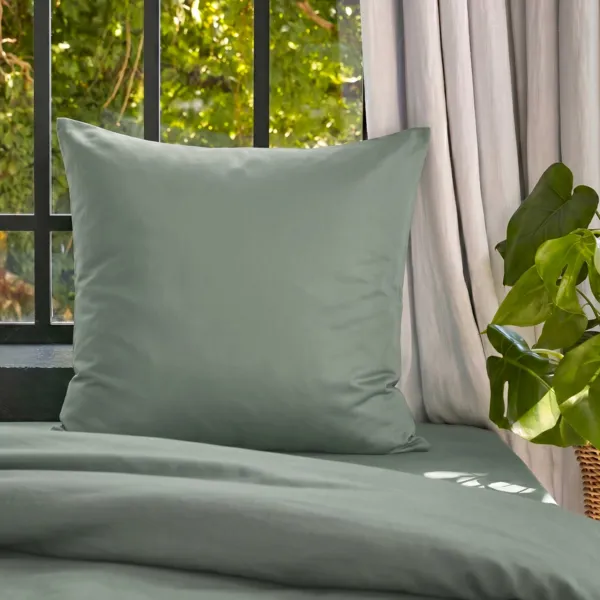 Funda de almohada cuadrada lyocell Tencel� lavado (63 x 63 cm) Olivia Verde eucalipto
