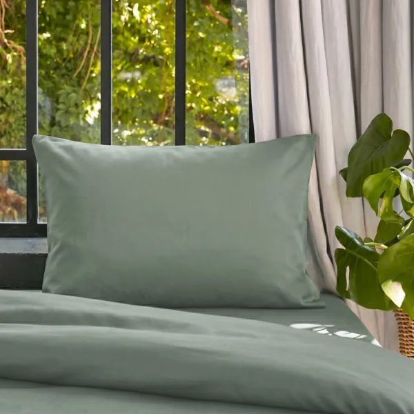 Rektangul�rt pudebetr�k i vasket lyocell Tencel� (50 x 70 cm) Olivia Eukalyptusgr�n