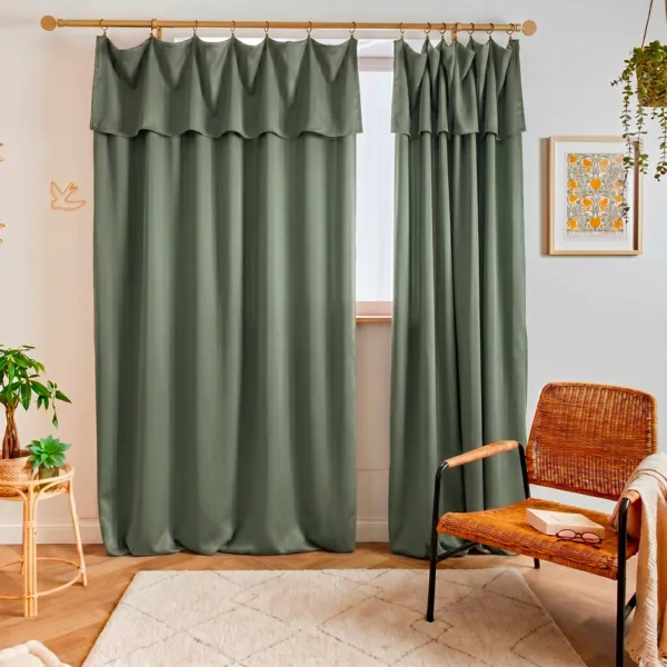 Cortina de lyocell Tencel� ajustable (140 x max 270 cm) Olivia Verde romero