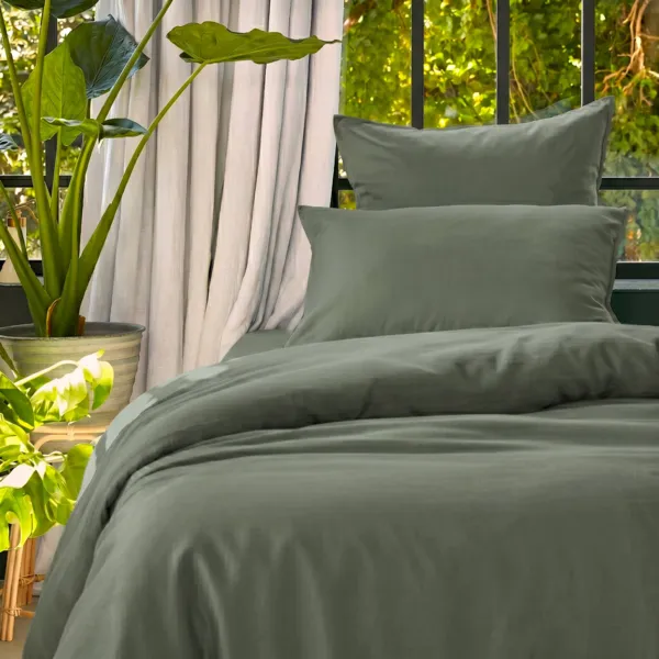 Copripiumino in lyocell Tencel� lavato (140 x 200 cm) Olivia Verde rosmarino