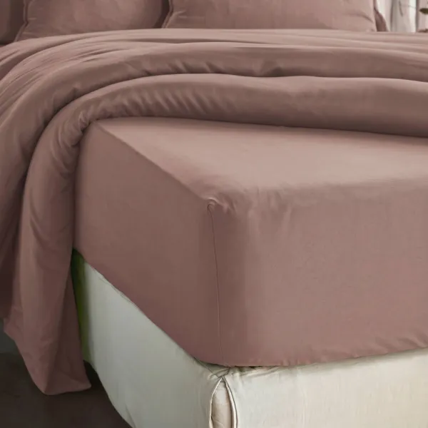 Drap housse lyocell Tencel� lav� (90 x 200 cm) Olivia Rose blush
