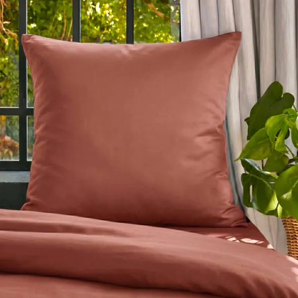 Funda de almohada cuadrada lyocell Tencel� lavado (80 x 80 cm) Olivia Terracota