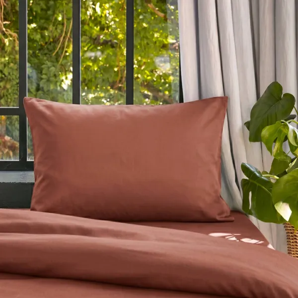Kussensloop rechthoekig gewassen TENCEL� Lyocell (50 x 70 cm) Olivia Terracotta