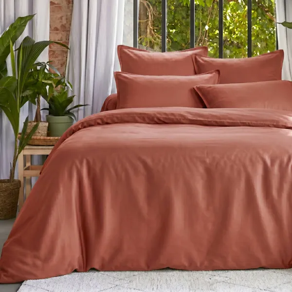 Lyocell Tencel� vasket dynebetr�k (240 x 220 cm) Olivia Terracotta