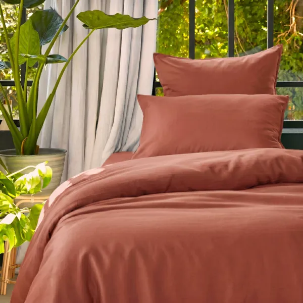 Housse de couette lyocell Tencel� lav� (140 x 200 cm) Olivia Terracotta