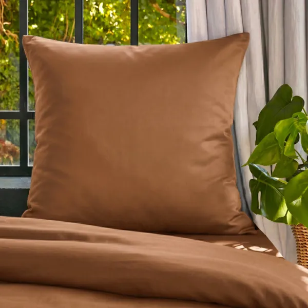 Federa cuscino letto quadrata lyocell Tencel� lavato (80 x 80 cm) Olivia Camel