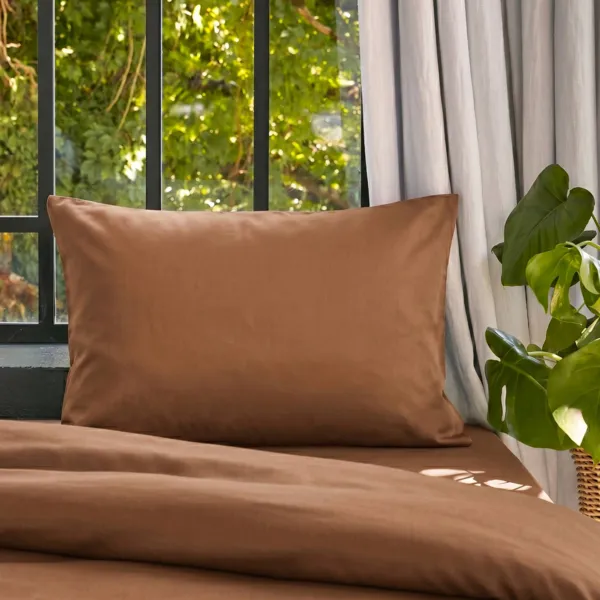 Federa per cuscino da letto rettangolare in lyocell Tencel� lavato (50 x 80 cm) Olivia Camel