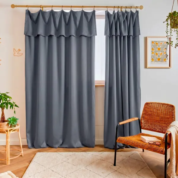 Rideau lyocell Tencel� ajustable (140 x max 270 cm) Olivia Bleu stone