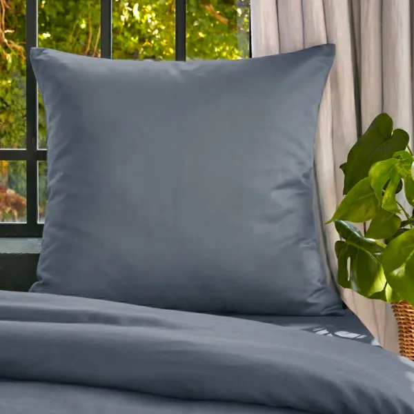 Quadratischer Kopfkissenbezug aus gewaschenem TENCEL™ Lyocell (80 x 80 cm) Olivia Sturmblau