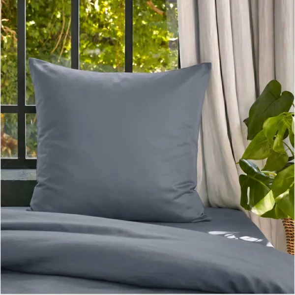 Funda de almohada cuadrada lyocell Tencel� lavado (63 x 63 cm) Olivia Azul piedra