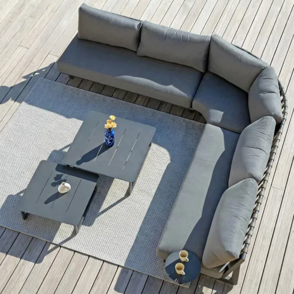 Salon de jardin d'angle en aluminium 5 places Long Beach Gris anthracite