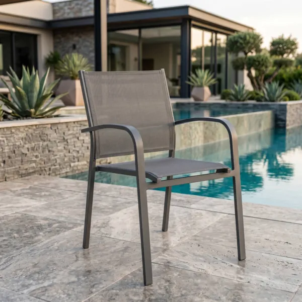 Fauteuil de jardin aluminium empilable Murano Gris anthracite