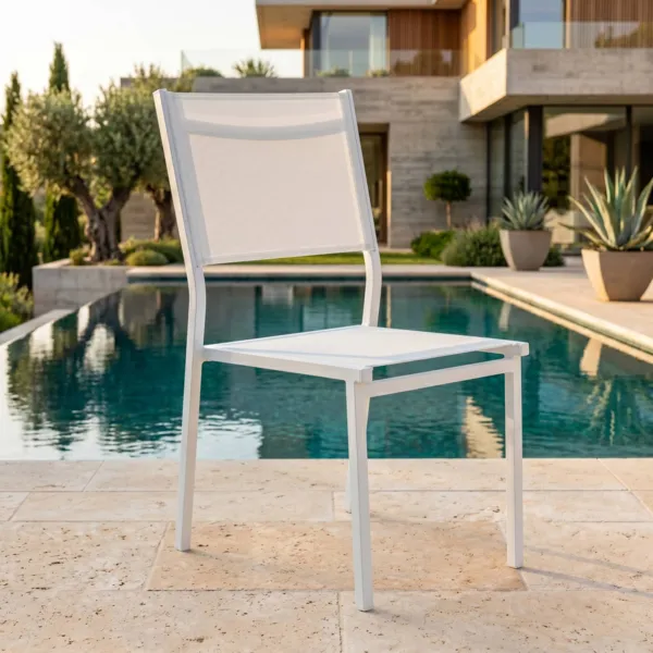 Chaise de jardin aluminium empilable Murano Blanche