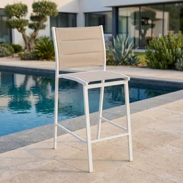 Tabouret de jardin aluminium empilable Murano Blanc et taupe