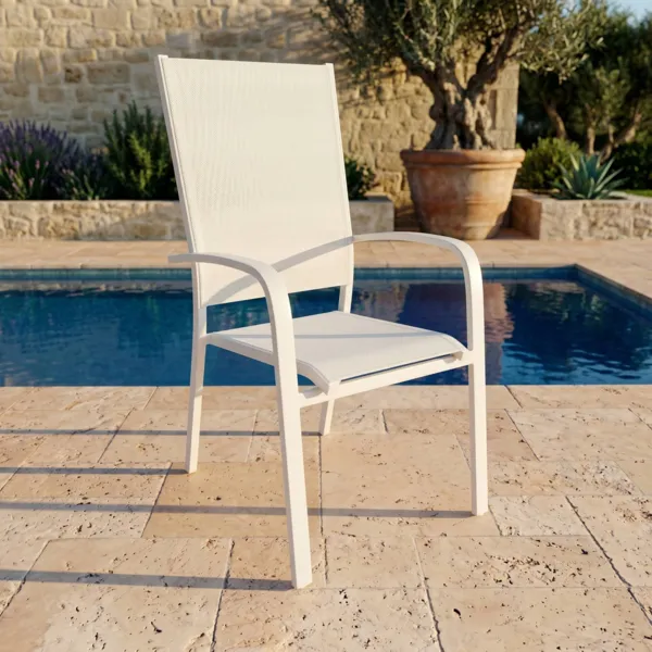 Sill�n de jard�n alto y apilable de aluminio Murano - Blanco