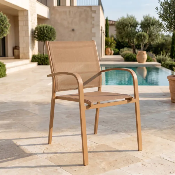 Silla de jard�n con reposabrazos de aluminio apilable Murano Bronce