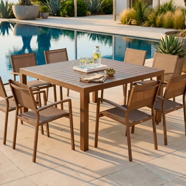  Table de jardin carr�e aluminium 8 places (136 x 136 cm) Murano Bronze