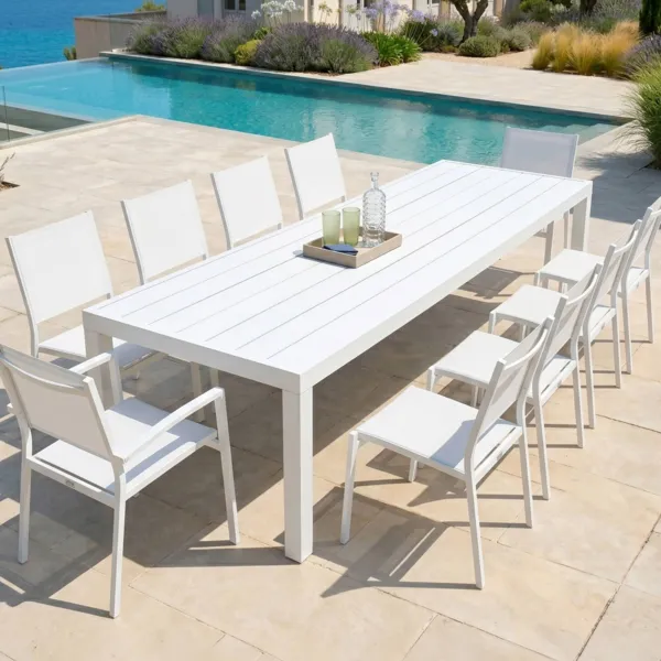 Mesa de jard�n rectangular de aluminio para 10 personas (240 x 120 cm) Murano Blanco