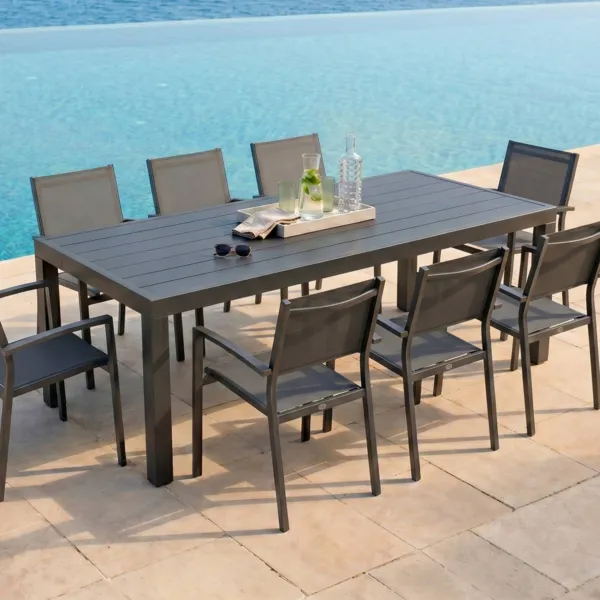 Table de jardin rectangulaire aluminium 8 places (210 x 100 cm) Murano Gris anthracite