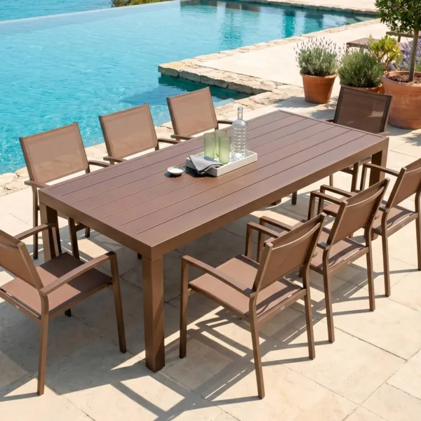 Tavolo da giardino rettangolare in alluminio per 8 persone (210 x 100 cm) Murano Bronzo