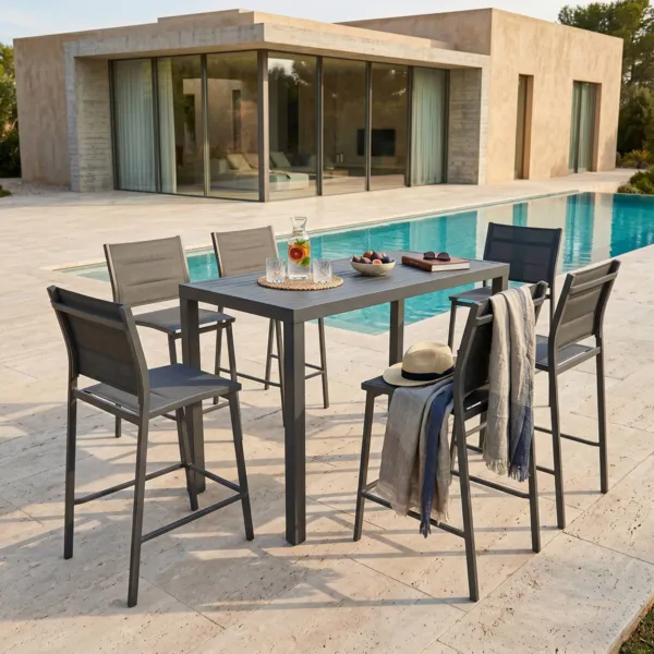 Bartisch Murano Aluminium (160 x H105 cm) - bis zu 6 Pers. - Anthrazitgrau