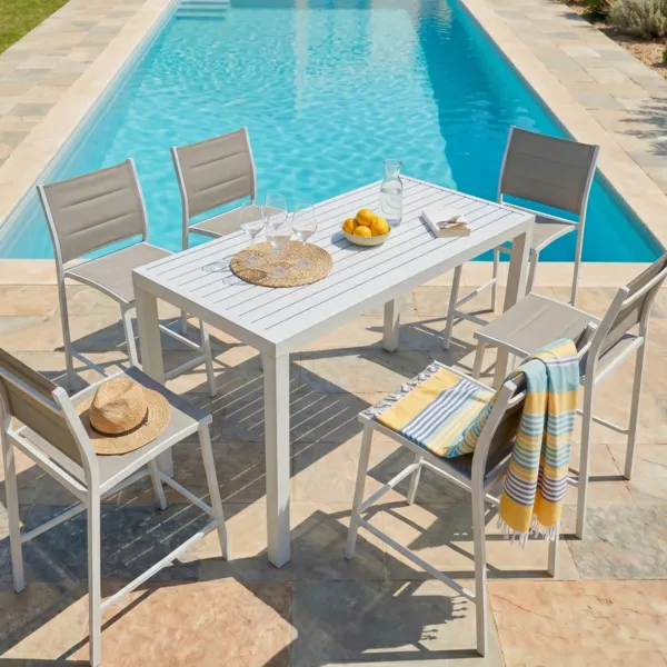 Tuintafel hoog model 6 personen Aluminium (160 x H105 cm) Murano - Wit