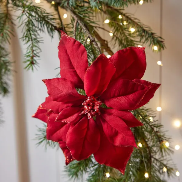 Decoratieve bloem met clip Bella rood