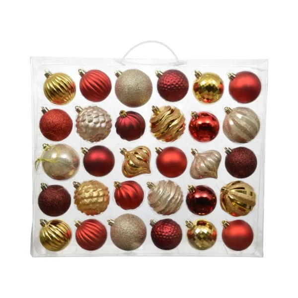 Kit de décoration de sapin de Noël (30 boules) Agéna Rouge et or