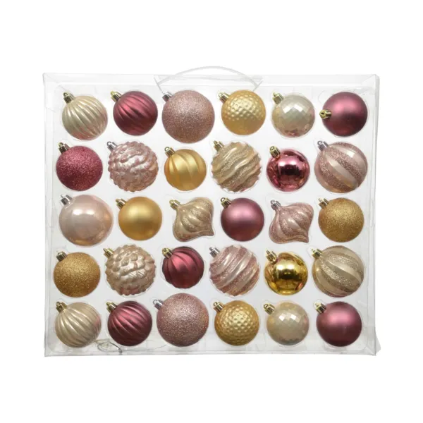 Kit di addobbi natalizi per albero di Natale (30 palline) Ag�na Rosa scuro, polveroso e oro