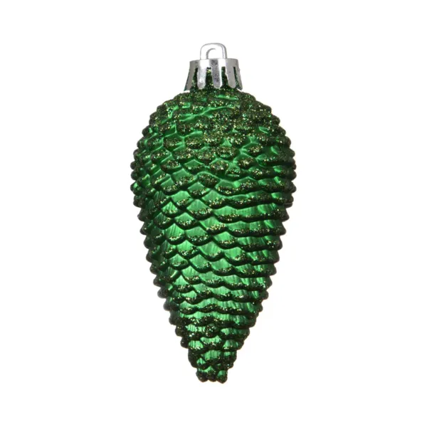 Set di 6 pigne da appendere (H8 cm) Aravis Verde agrifoglio glitterato