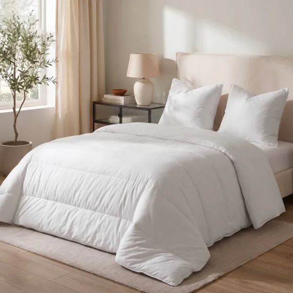 Juego de n�rdico anti�caros (240 x 220 cm) + 2 almohadas (60 x 60 cm) Com�te Blanco