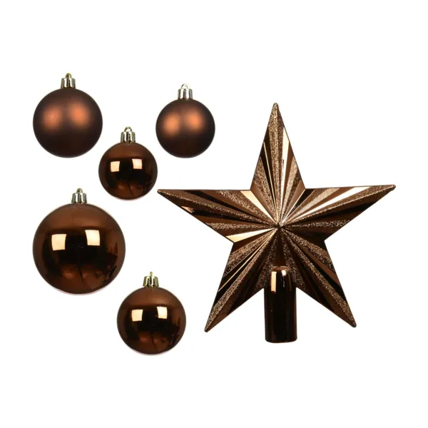 Kit de décoration de sapin de Noël (30 pièces) Aravis Brun café