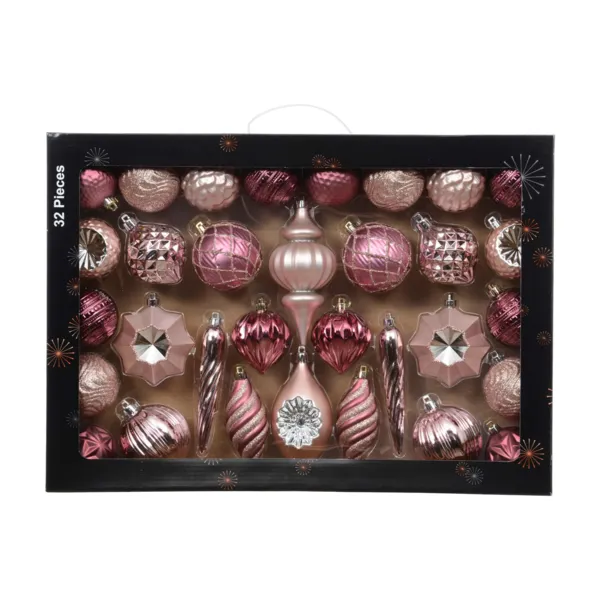 Kit de décoration de sapin (32 pièces) Harmonie Rose