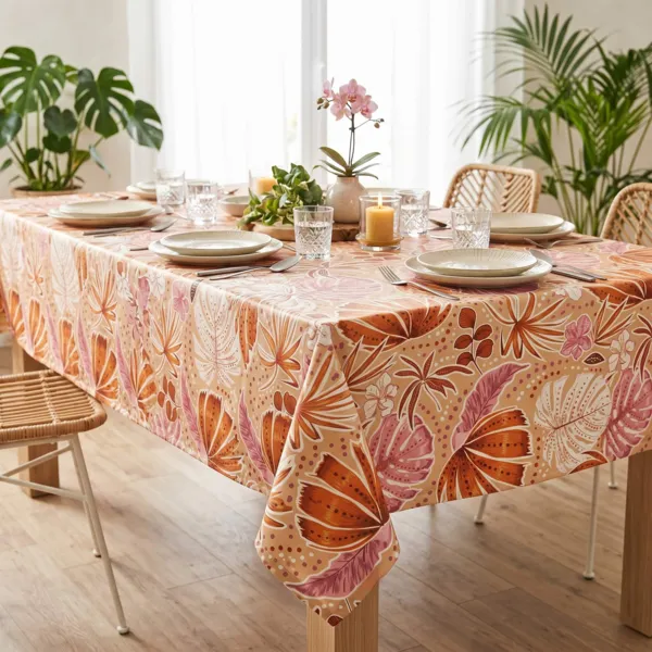Tischdecke rechteckig Baumwolle beschichtet (150 x 350 cm) Tenerife Mehrfarbig
