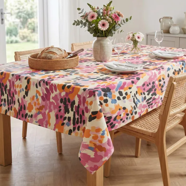 Rechthoekig gecoat katoenen tafelkleed (150 x 350 cm) Mowgli Meerkleurig