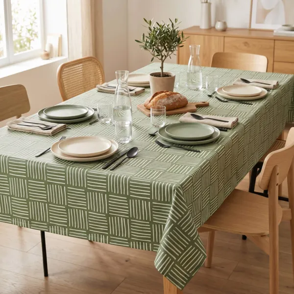 Tischdecke rechteckig Baumwolle beschichtet (150 x 250 cm) Paolo Gr�n