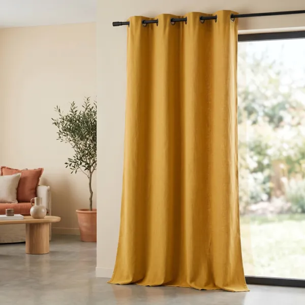 Rideau coton tiss� (140 x 260 cm) Monaco Jaune curry