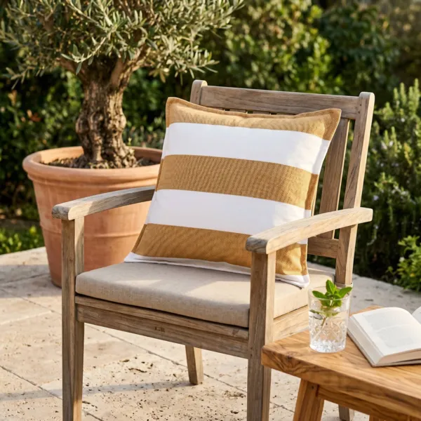 Housse de coussin ext�rieur carr�e d�perlante (45 x 45 cm) Noa Jaune ocre