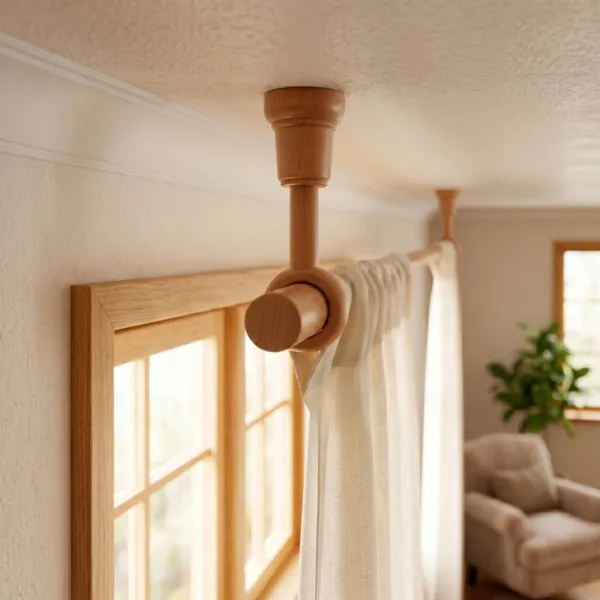 Supporto per asta estensibile in legno (L140 - 160 / D28 mm) Nils Beige Verniciato