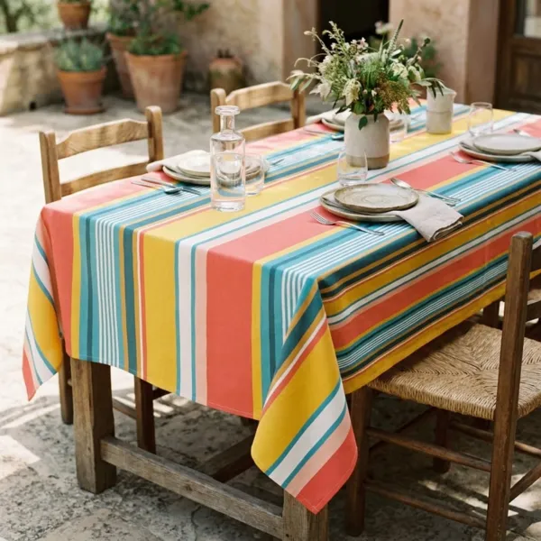 Tischdecke rechteckig Baumwolle beschichtet (150 x 350 cm) Bonifacio Mehrfarbig