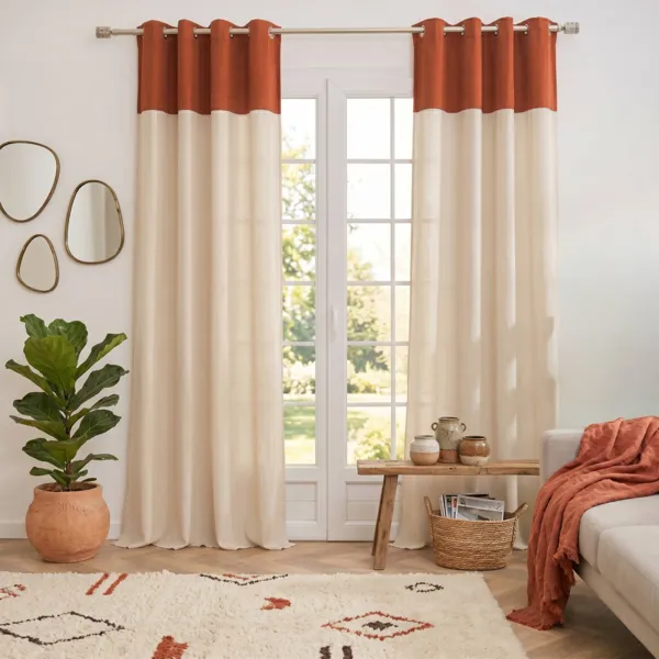 Rideau bouclette (140 x 280 cm) Ava Terracotta