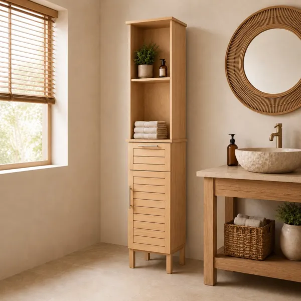 Mobile colonna bagno in legno (173 x 35 cm) Colonial Naturale