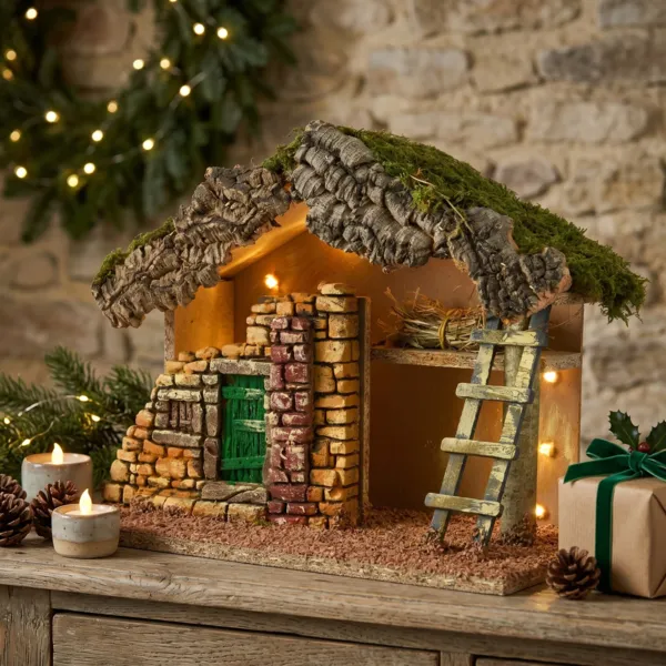 Cr�che de No�l vide et lumineuse (Hauteur 24 cm) Saint-Clotaire